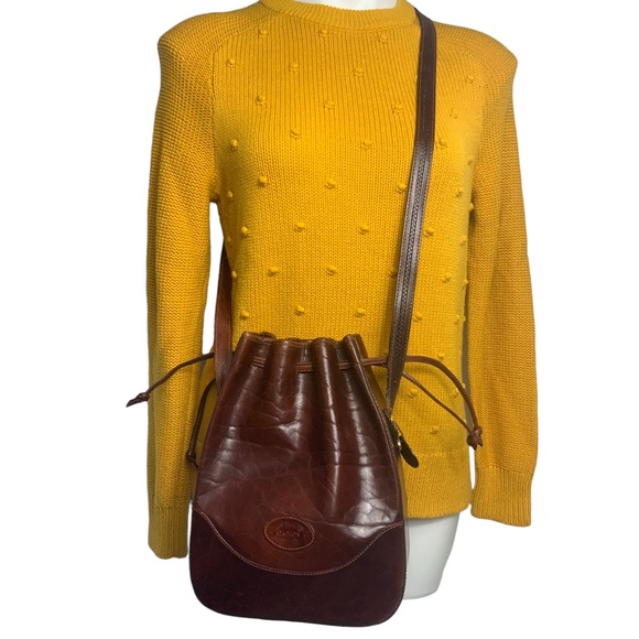 Oroton Bags Oroton Vintage Brown Leather Drawstring Bucket Bag
